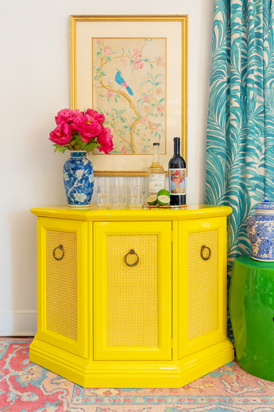 1970's Vintage Rattan Cane Front Server/ Cabinet Available for Custom Lacquer!