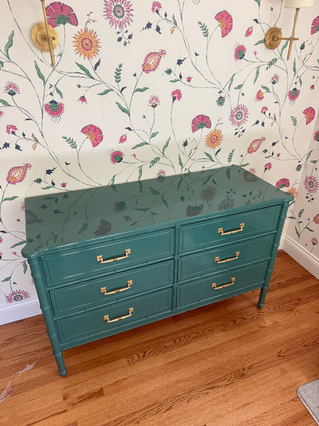 Vintage Henry Link Bali Hai Double Six-Drawer Dresser Available to Customize