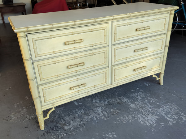 Vintage Dixie Aloha Six Drawer Bamboo Dresser with Fretwork Available for Lacquer Customization - Hibiscus House