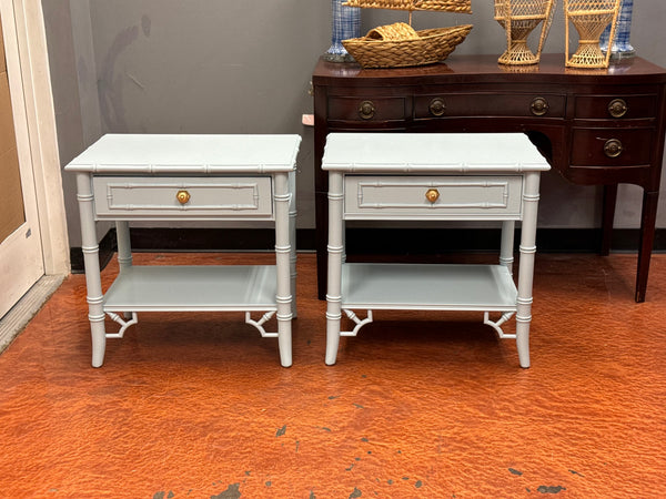 Thomasville Allegro Faux Bamboo Nightstand Pair with Fretwork Available to Customize! - Hibiscus House