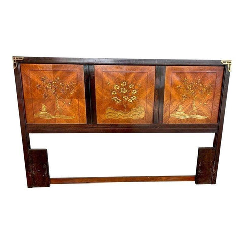 Vintage Bassett Chinoiserie Style Queen Headboard Available for Lacquer - Hibiscus House