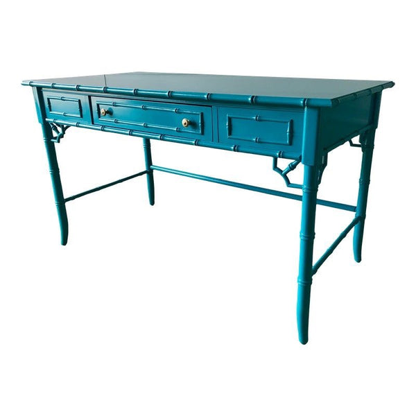Vintage Drexel Bamboo Executive Style Writing Desk Available for Custom Lacquer