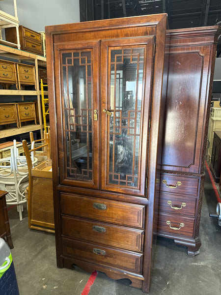 Vintage Chinoiserie Style Curio Cabinet Available for Custom Lacquer! - Hibiscus House