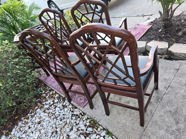 Vintage Hickory Chair Chippendale Chairs (set of four) with Arms Available for Custom Lacquer!