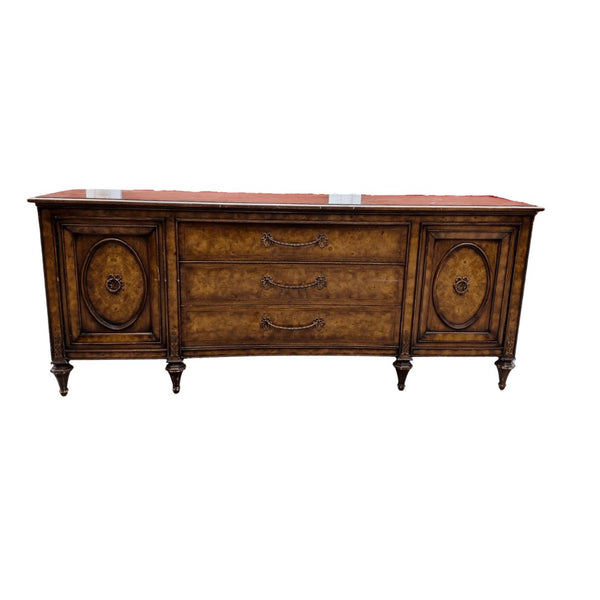 Vintage Ornate Long Dresser with Beautiful Bow Hardware Available for Custom Lacquer - Hibiscus House