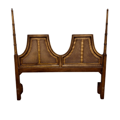 Vintage Stanley Furniture Faux Bamboo Queen Headboard Available for Custom Lacquer - Hibiscus House