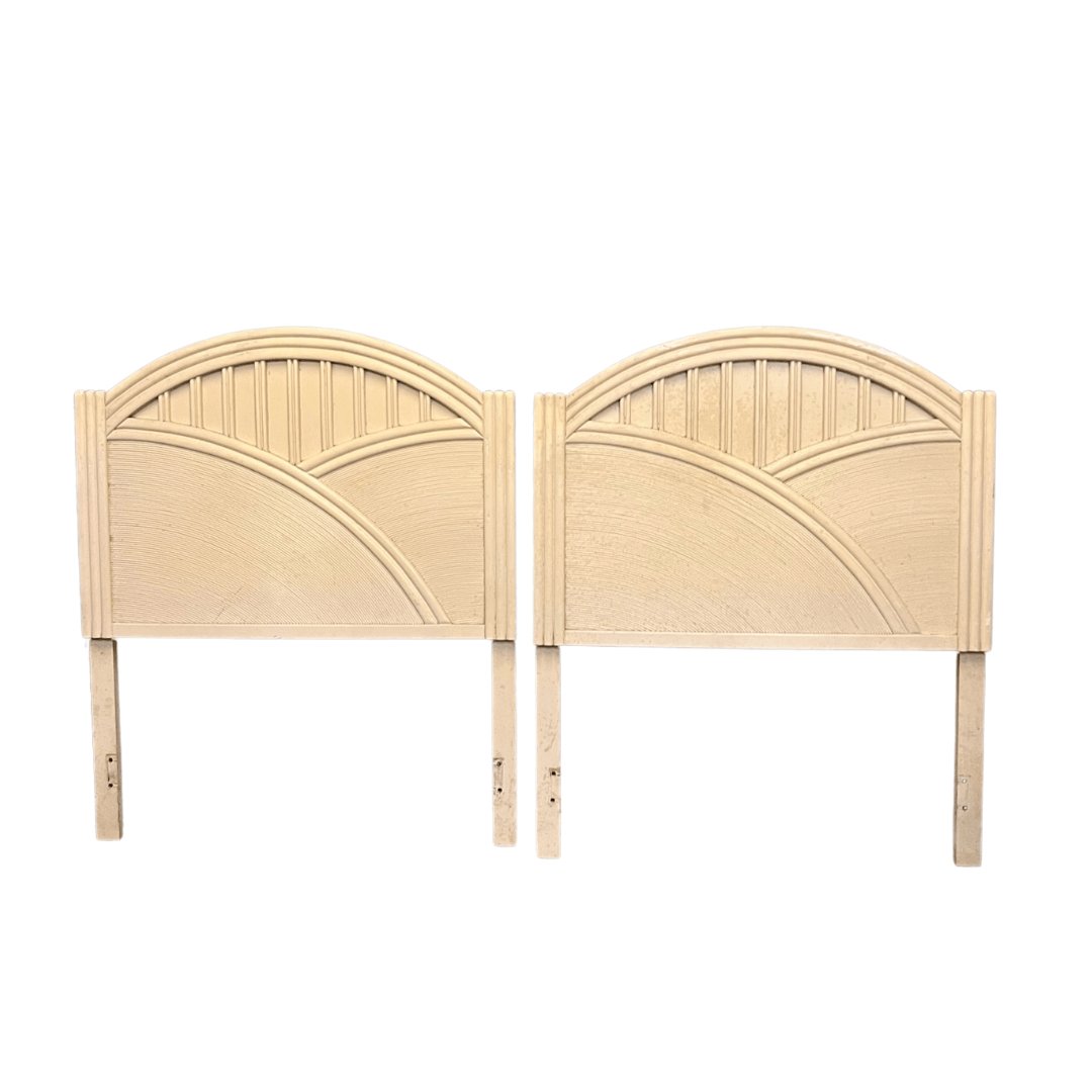 Vintage Pencil Reed Rounded Top Twin Headboard Pair Available for Custom Lacquer - Hibiscus House