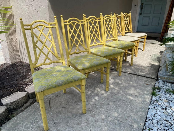 Vintage Set of Six Thomasville Furniture Co Chippendale Faux Bamboo Dining Chairs Available for Custom Lacquer!