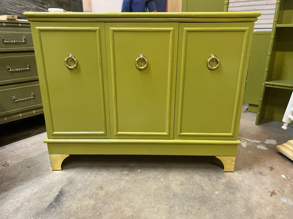 1970's Vintage Rattan Cane Front Server/ Cabinet Available for Custom Lacquer!