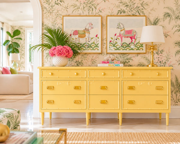 Vintage Ficks Reed Nine-Drawer Faux Bamboo Dresser Available for Custom Lacquer! - Hibiscus House