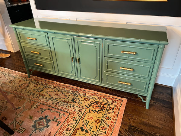 Vintage Dixie Aloha Faux Bamboo Credenza Available to Customize! - Hibiscus House