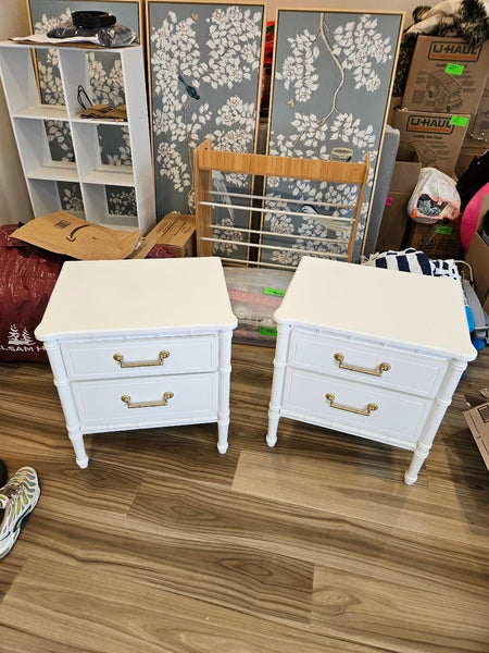 Pair of Classic Vintage Faux Bamboo Nightstands Available to Customize! - Hibiscus House