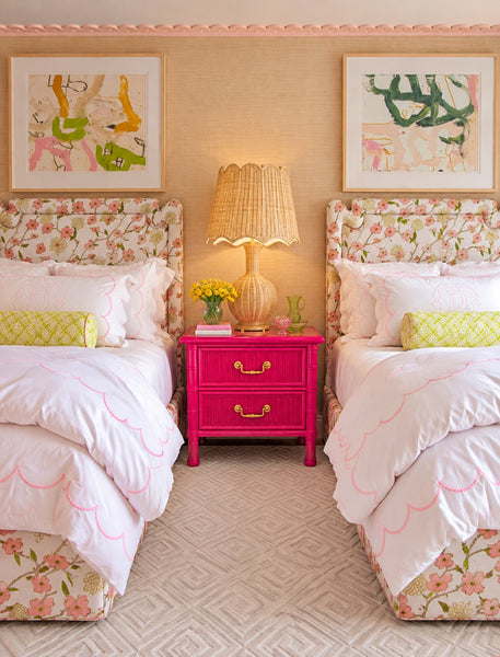 Dixie Furniture Faux Bamboo and Wicker Front Nightstand Pair Available for Custom Lacquer!