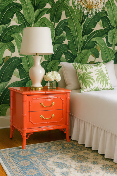 Vintage Dixie Furniture Faux Bamboo Nightstand Pair with Fretwork Available for Custom Lacquer!