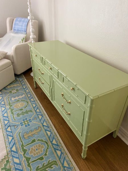 Vintage Thomasville Allegro Faux Bamboo Seven Drawer Dresser Available for Lacquer! - Hibiscus House