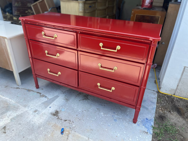 Vintage Classic Faux Bamboo Six Drawer Dresser Available to Customize!