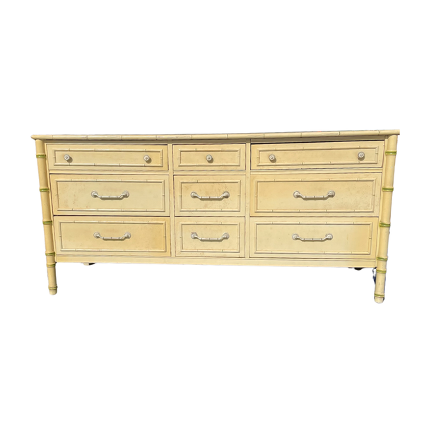 Vintage All Wood Faux Bamboo Nine-Drawer Dresser Available for Custom Lacquer! - Hibiscus House