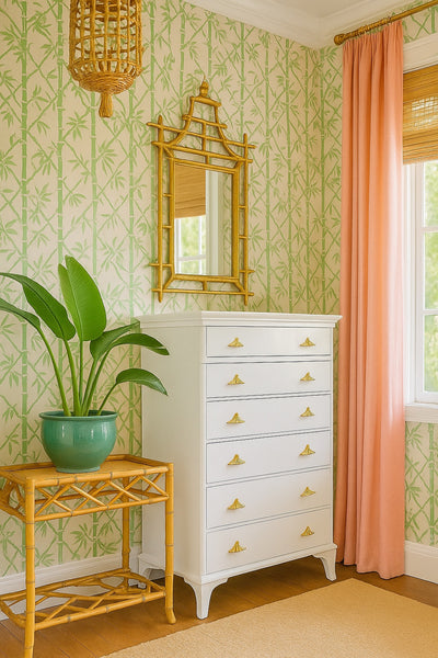 Vintage Rway Furniture Pagoda Style Tallboy Dresser Available for Custom Lacquer - Hibiscus House