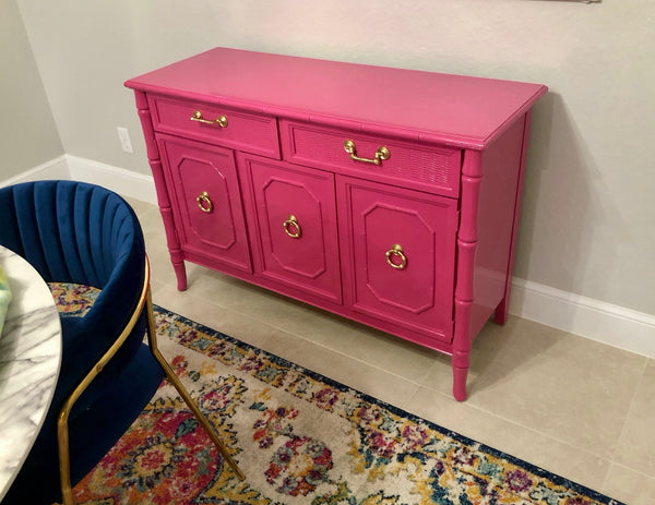 Vintage Broyhill Faux Bamboo Server Chest Available for Custom Lacquer!