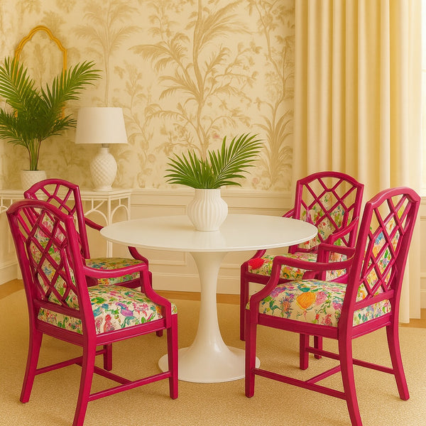 Vintage Hickory Chair Chippendale Chairs (set of four) with Arms Available for Custom Lacquer!