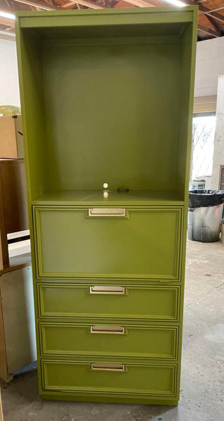 Vintage Faux Bamboo Cabinet with Hutch Available for Custom Lacquer - Hibiscus House