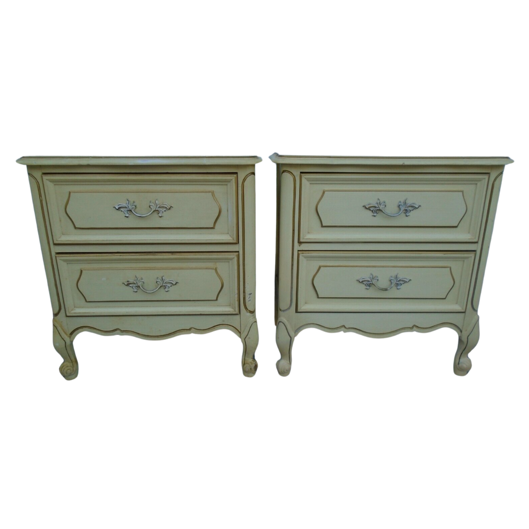 Vintage Henry Link Provincial Style Two Drawer Nightstand Pair Available for Custom Lacquer!
