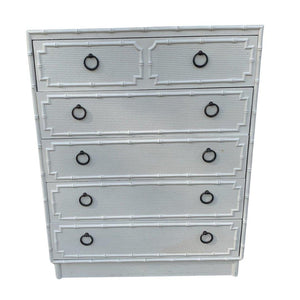 Vintage Drexel Kensington Faux Bamboo Five Drawer Tallboy Chest Available For Custom Lacquer! - Hibiscus House