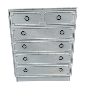 Vintage Drexel Kensington Faux Bamboo Five Drawer Tallboy Chest Available For Custom Lacquer!
