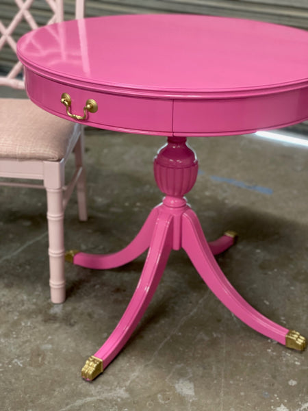 Vintage Hekman Mahogany Oval Side Table Pair With Pull-Out Trays Available for Custom Lacquer!