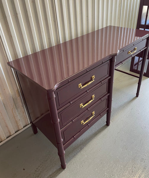 Vintage Henry Link Bali Hai Faux Bamboo Desk with BENCH Available to Customize