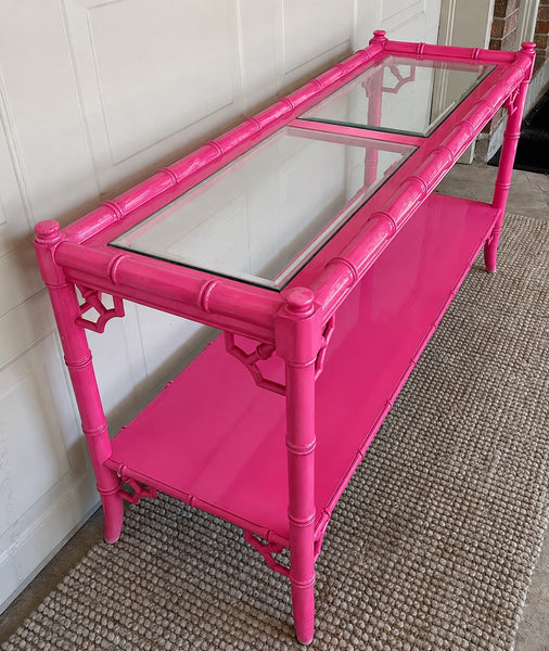 Vintage Thomasville Allegro Faux Bamboo Console Table Available for Custom Lacquer - Hibiscus House
