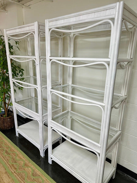 White Wicker Shelf Pair Available and Ready To Ship - Hibiscus House