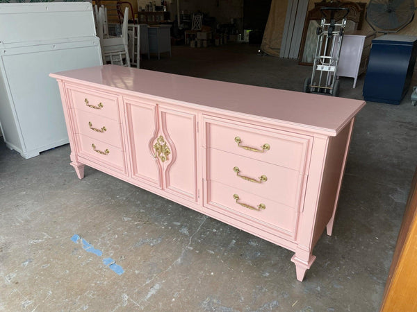 Chinoiserie Style Long Credenza Lacquered - Hibiscus House