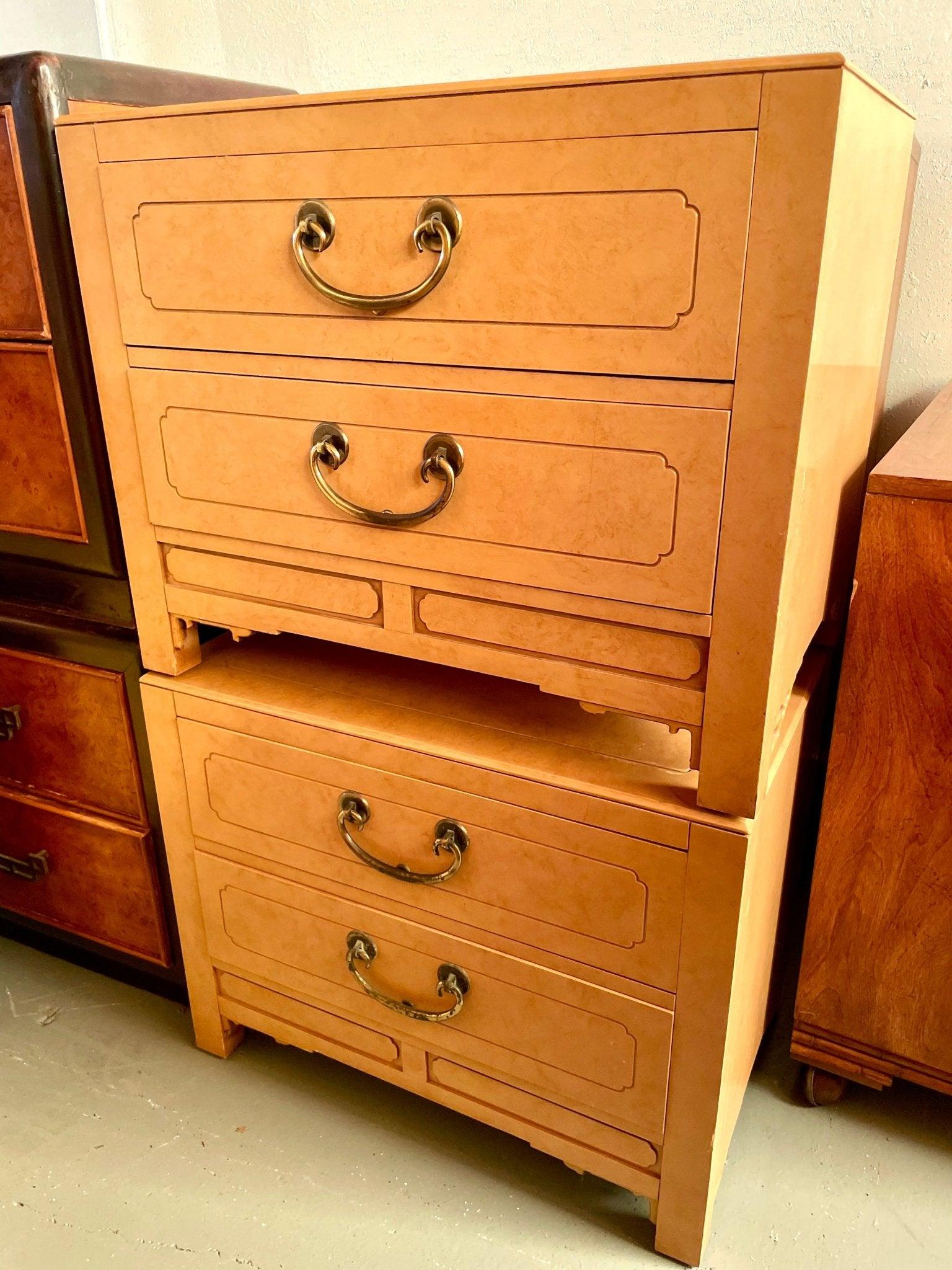 Pair of Chinoiserie Nightstands by White Furniture Co. Raw and Available for Lacquer