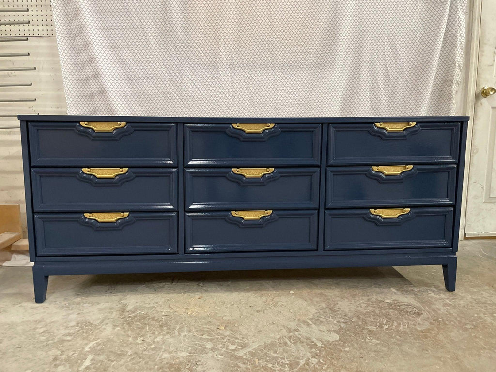 navy blue lacquer dresser Who doesn't love a navy lacquered dresser by Drexel Online for you today #linkinbio
