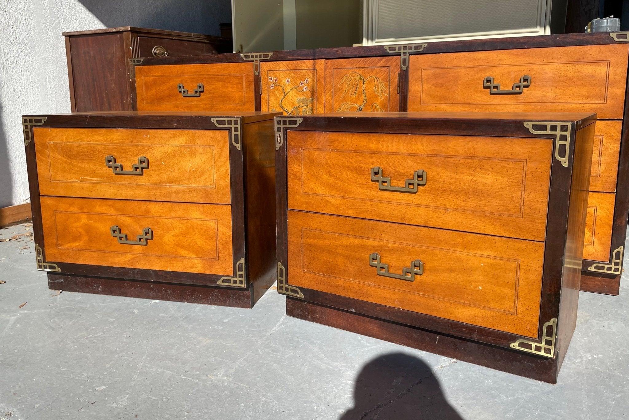 Vintage Bassett Chinoiserie Style Nightstands Available for Custom Lacquer - Hibiscus House
