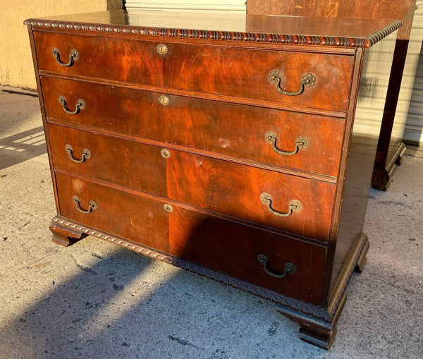 1930's Huntley Furniture Chippendale Style Mahogany Oversized Chest Available for Custom Lacquer - Hibiscus House