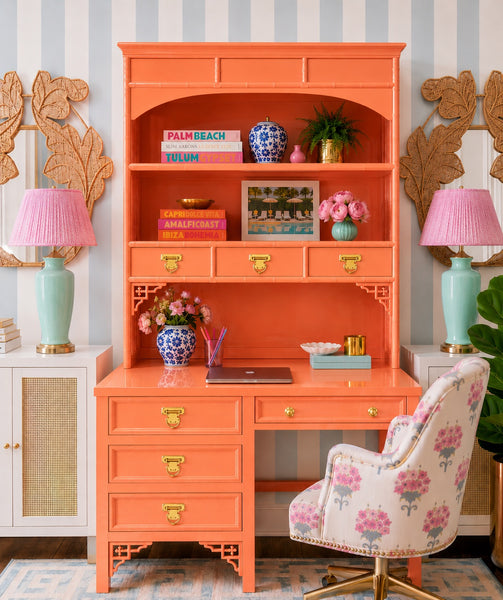 Vintage Dixie Shangrilah Desk with Hutch Available For Custom Lacquer!! - Hibiscus House