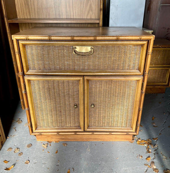 Vintage Faux Bamboo Cabinet with Hutch Available for Custom Lacquer - Hibiscus House