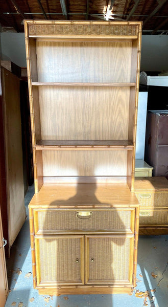 Vintage Faux Bamboo Cabinet with Hutch Available for Custom Lacquer - Hibiscus House