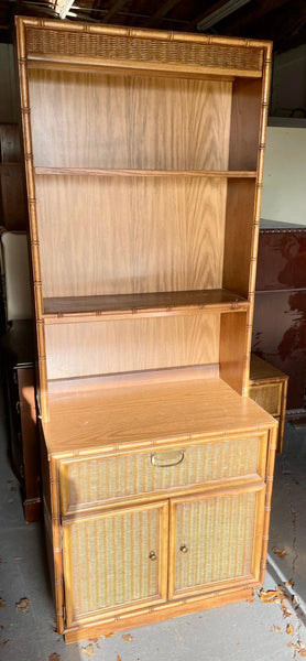 Vintage Faux Bamboo Cabinet with Hutch Available for Custom Lacquer - Hibiscus House