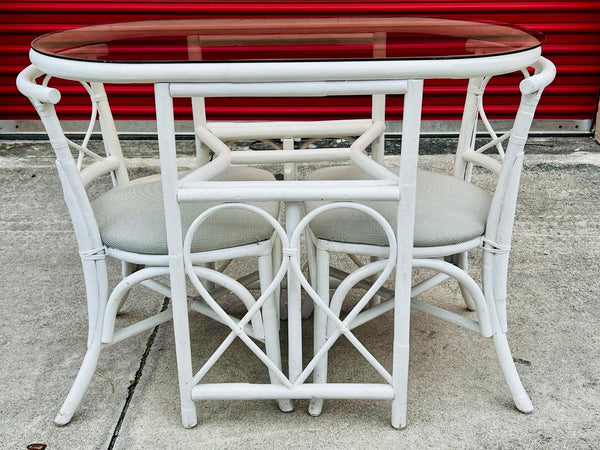 Vintage Faux Bamboo Honeymoon Style Table and Chairs Available for Custom Lacquer! - Hibiscus House