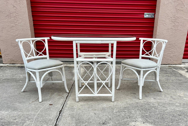 Vintage Faux Bamboo Honeymoon Style Table and Chairs Available for Custom Lacquer! - Hibiscus House