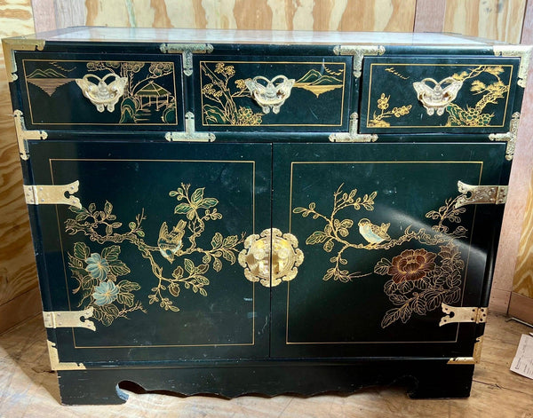 Stunning Vintage Chinoiserie Style Marble Top Server Available for Custom Lacquer - Hibiscus House