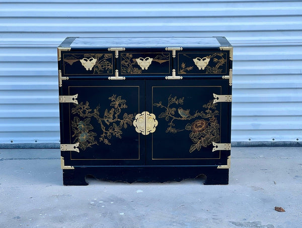 Stunning Vintage Chinoiserie Style Marble Top Server Available for Custom Lacquer - Hibiscus House