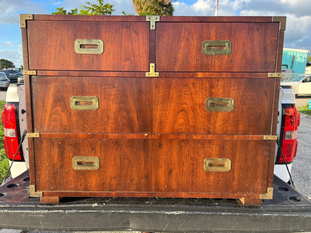 Vintage Henredon Walnut Campaign Style Four Drawer Dresser Available for Custom Lacquer! – Hibiscus House Vintage Henredon Walnut Campaign Style Four Drawer Dresser Available for Custom Lacquer! – Hibiscus House