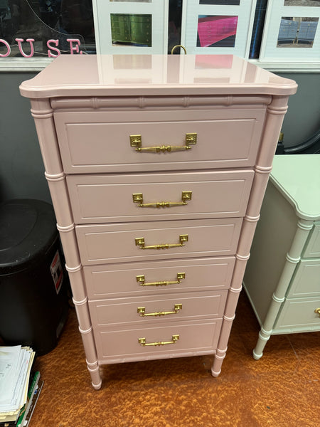 Vintage Classic Faux Bamboo Six Drawer Lingerie Chest Available for Custom Lacquer!