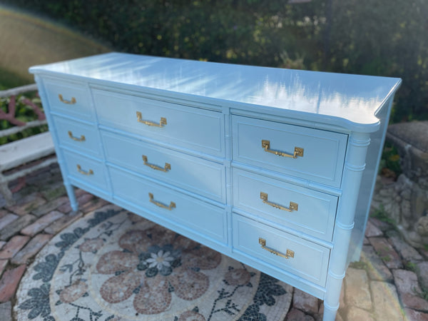 Vintage Henry Link Bali Hai Faux Bamboo Nine Drawer Dresser Available for Lacquer!