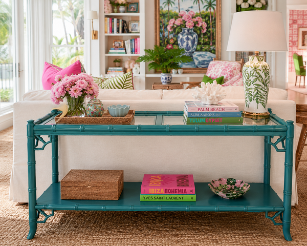 Vintage Thomasville Allegro Faux Bamboo Console Table Available for Custom Lacquer - Hibiscus House