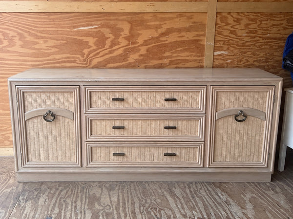 Vintage Bassett Furniture Faux Bamboo & Cane Buffet Available for Custom Lacquer!